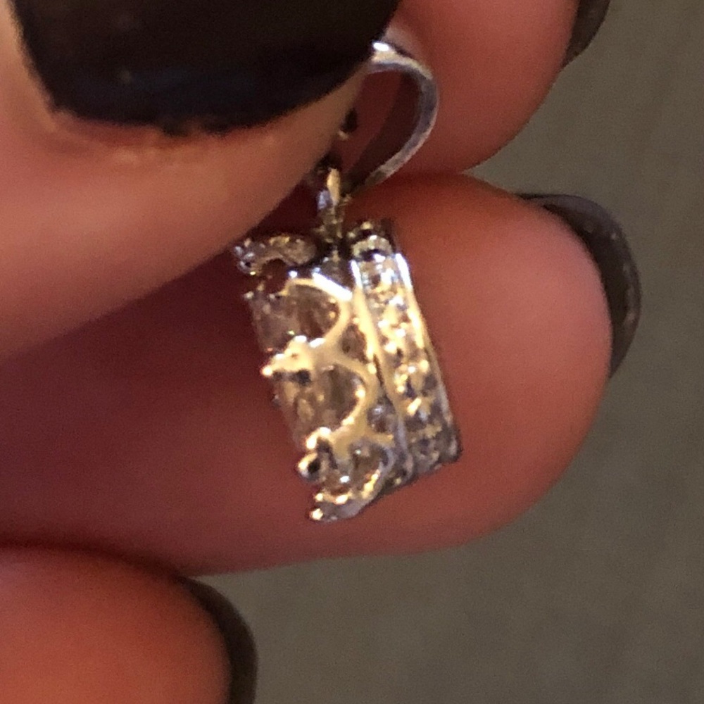 Vintage Y2K Sterling Silver Cubic Zirconia Pendant Necklace - Picture 5 of 7